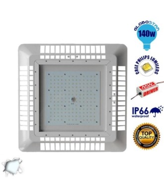 GloboStar® 115090 Φωτιστικό Οροφής για Βενζινάδικα Gas Station 140W AC 230V 19600lm 60° Αδιάβροχο IP65 Φυσικό Λευκό 5000K